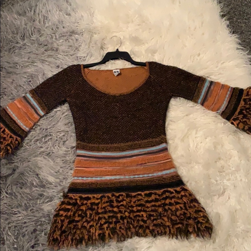 Missoni Brown and Orange Striped Mini Dress